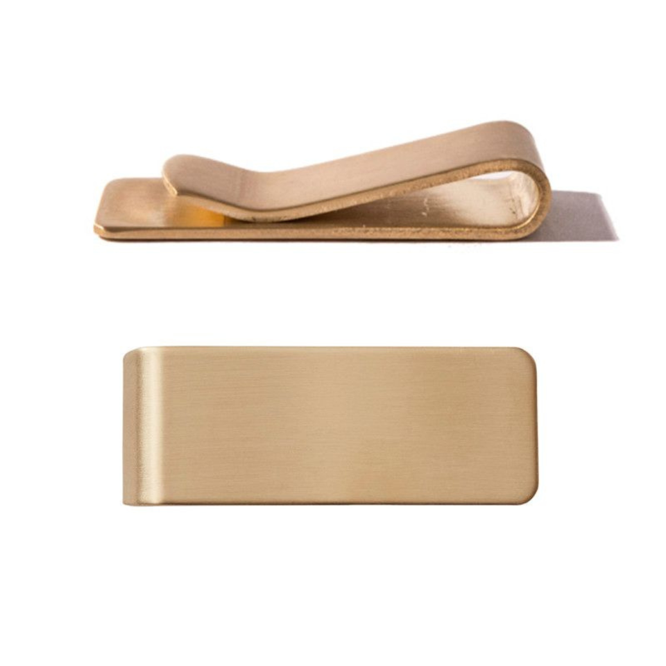 Premium Solid Brass Luxury Heavy Duty Minimalist EDC Cash Card Holder Ultra Durable Metal Wallet Clip Custom Logo Handmade