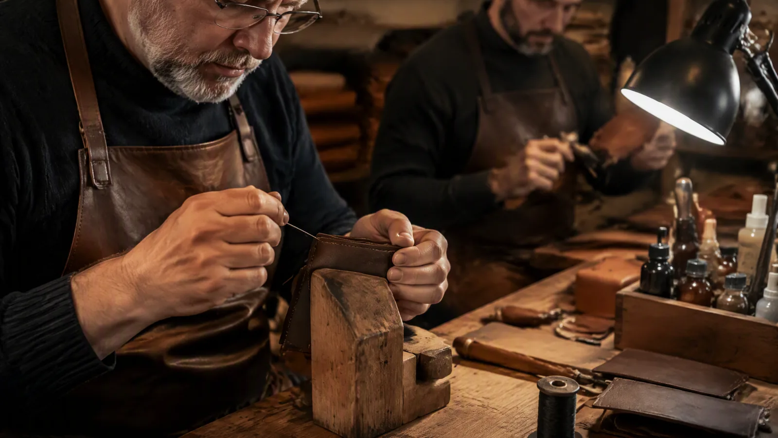 Private label wallet branding in the TOPWALLET leather workshop
