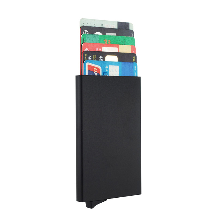 RFID slim pop-up wallet - spring-loaded aluminum ejector mechanism