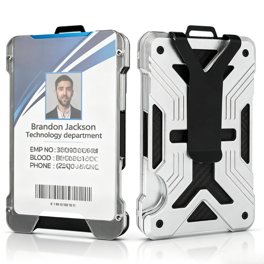 RFID Blocking Aluminum Card Wallet with Money Clip & ID Pocket