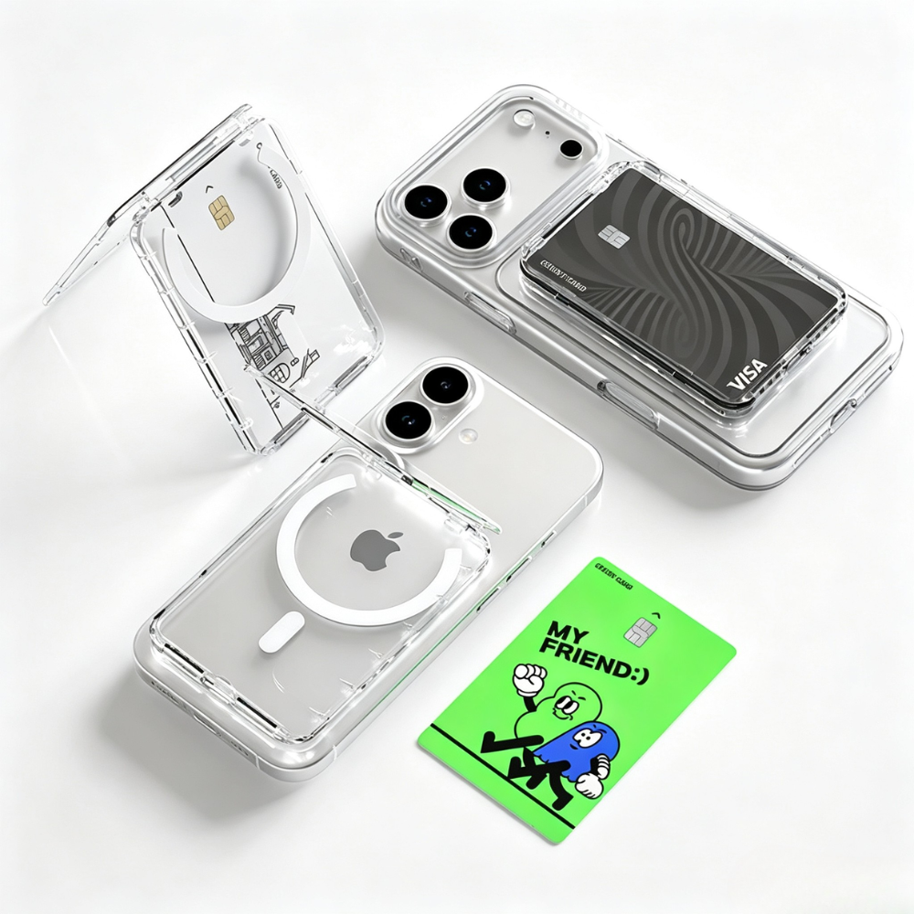 Magnetic Clear Card Holder with Flip Stand
