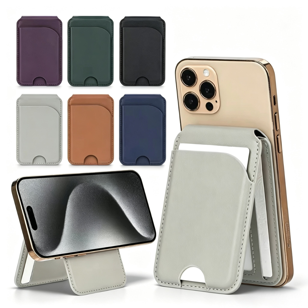 Magnetic PU Leather Phone Card Holder Wallet