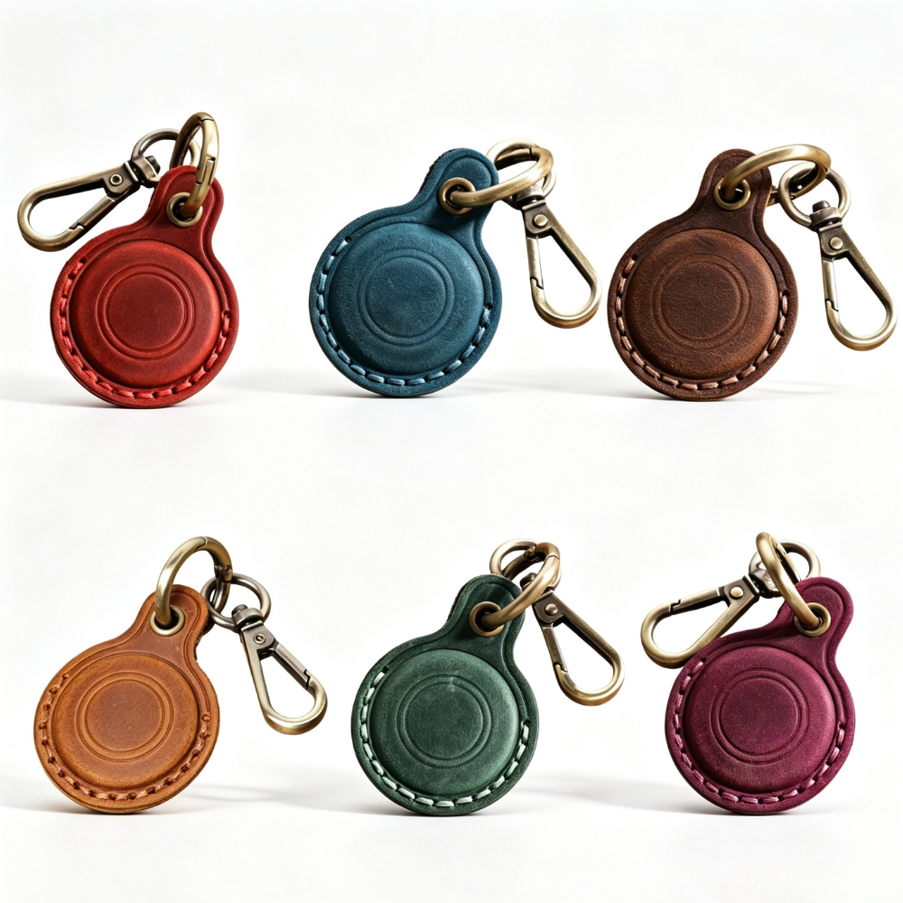 Genuine Leather AirTag Keychain Holder