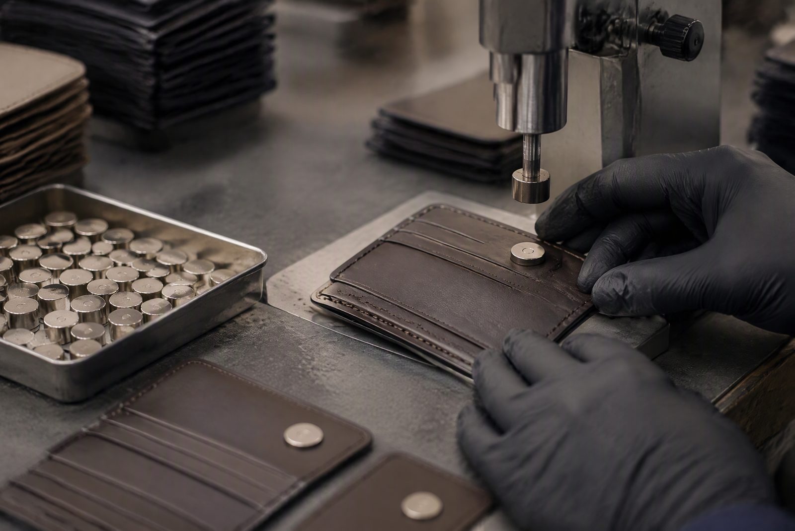 Materials and manufacturing line for magnetic wallet assembly