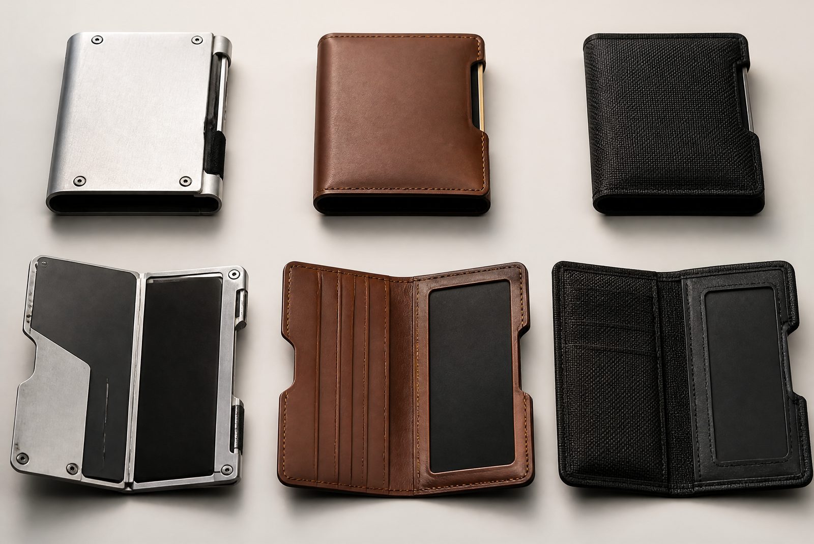 Materials and construction of a passport organizer in aluminum, leather, and nylon