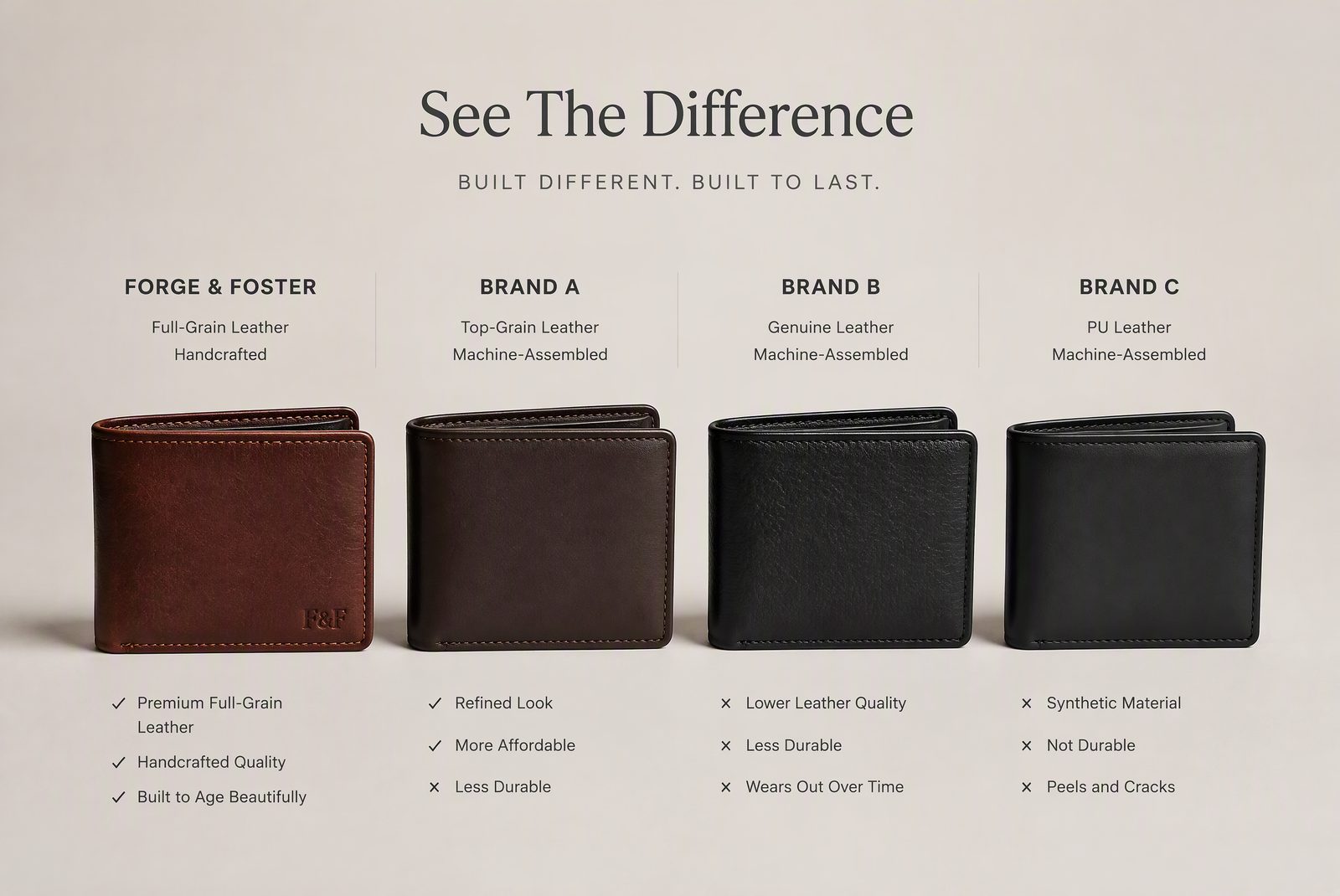 Material and mechanism comparison between clip-based, band-based, and slider wallets