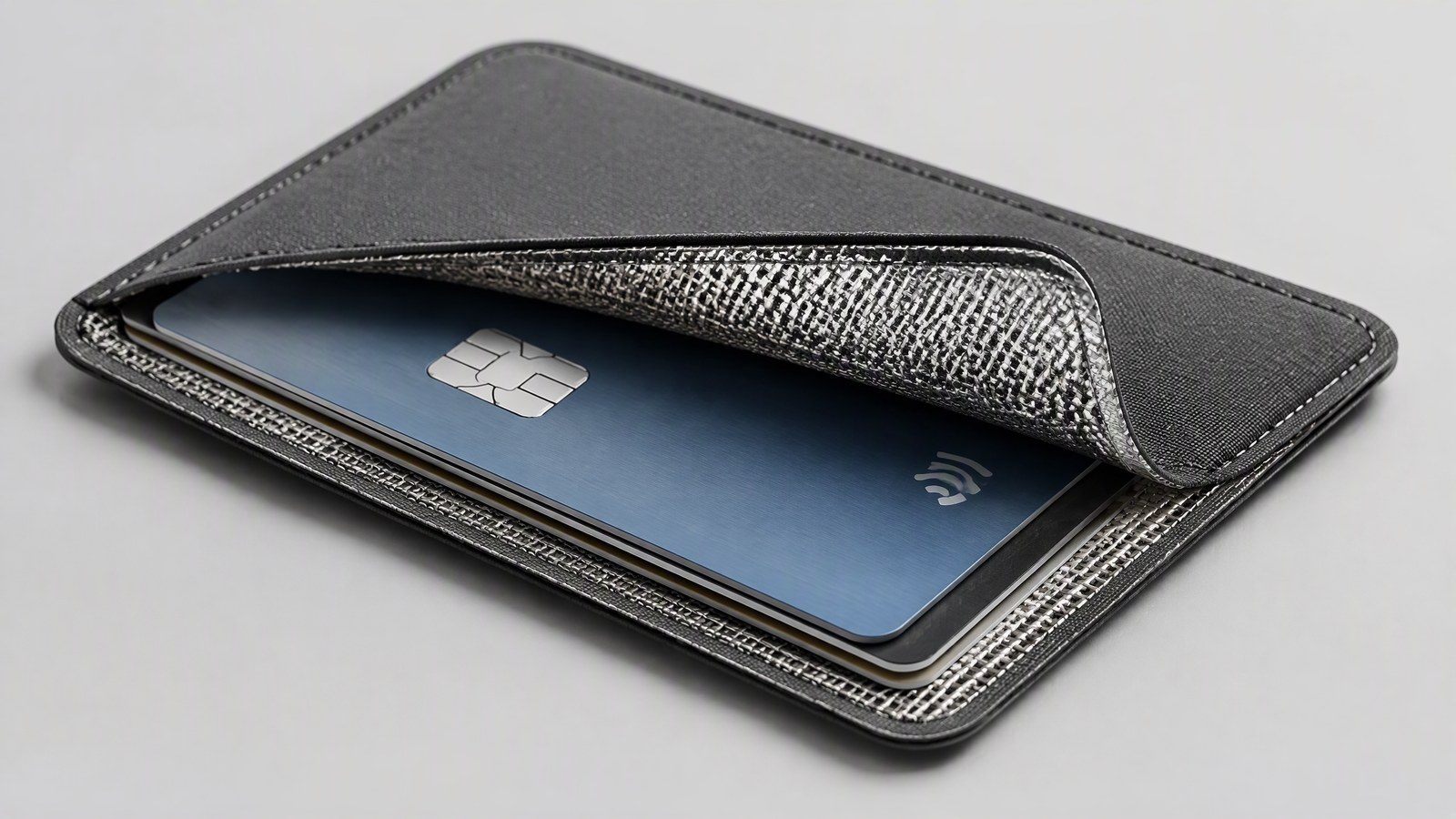 RFID shielding layer wrapping a card stack inside a cardholder