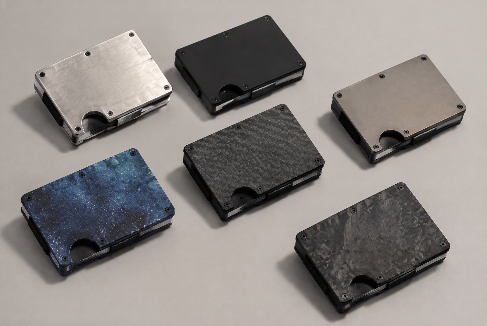 Ridge Wallet disassembled into plates, band and clip